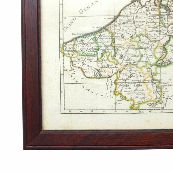 18th Century Copper Plate Engraved Map Of Flanders