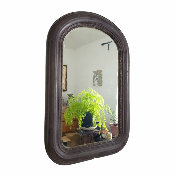 Antique Wood Arch Mirror With Antique Glass