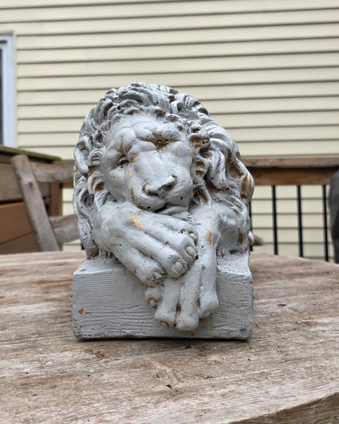 Cast Cement Sleeping Lion Statuary