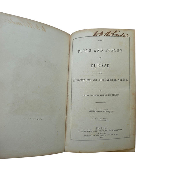 Antique Poetry Book 'The Poets & Poetry Of Europe' Longfellow
