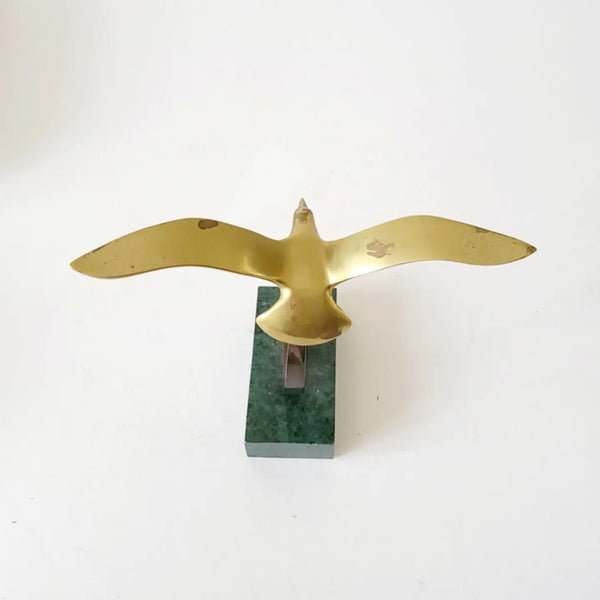 Brass Seagull On Marble Stand