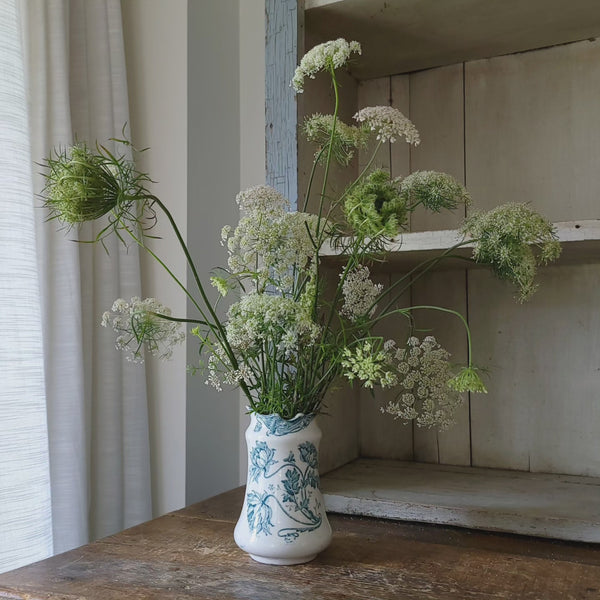 Small Transferware Vase With Poppies