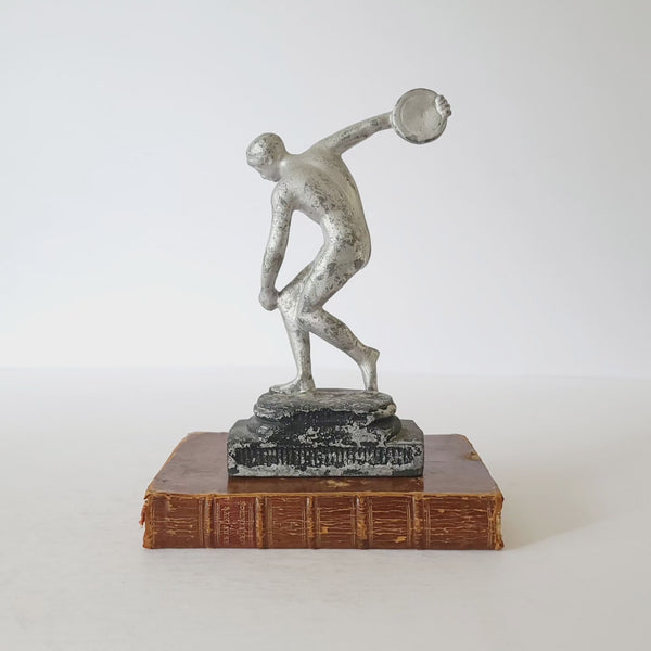 Antique Cast Metal Disc Thrower Discobolus By Myron