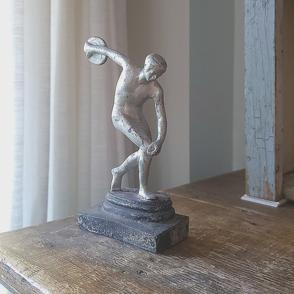 Antique Cast Metal Disc Thrower Discobolus By Myron