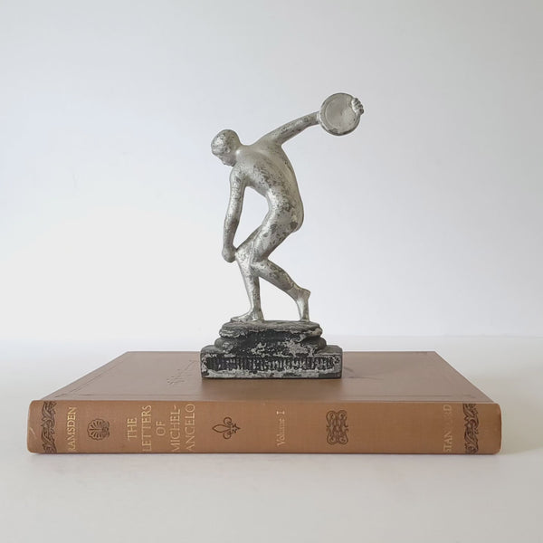 Antique Cast Metal Disc Thrower Discobolus By Myron