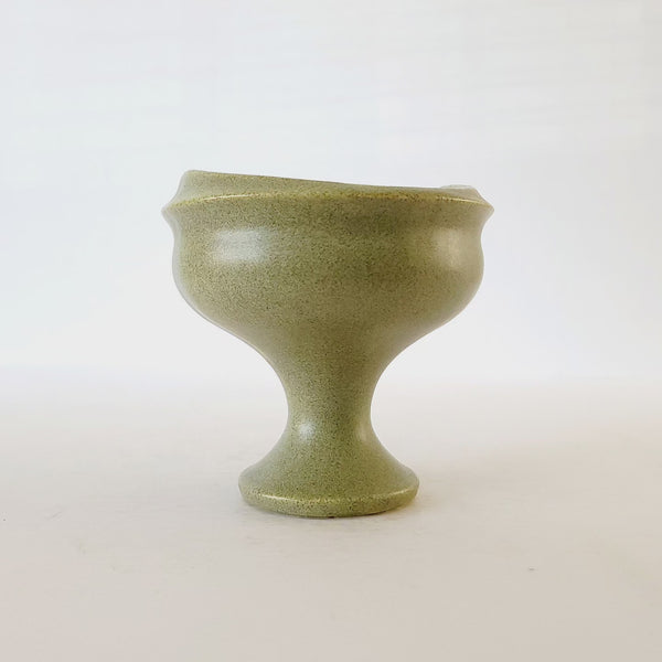 Green Ceramic Vintage Vase Compote