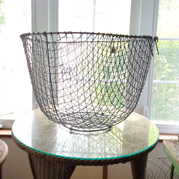 Large Vintage Wire Fishing Basket