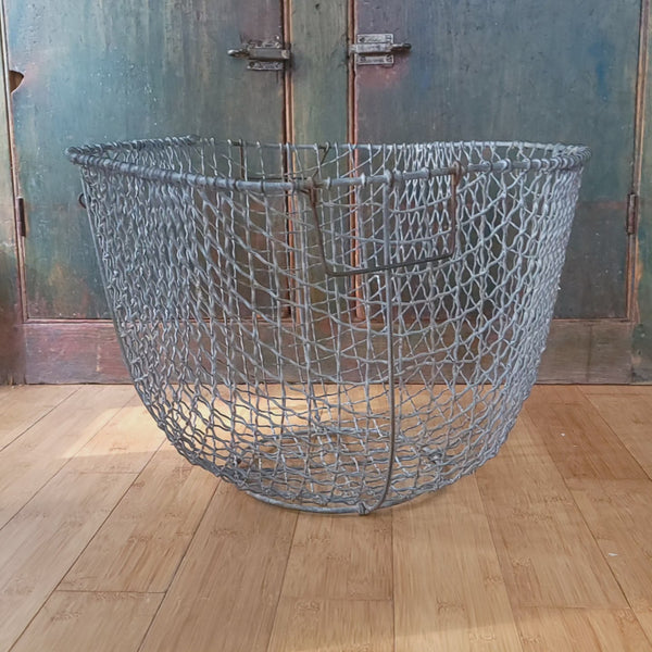 Large Vintage Wire Fishing Basket