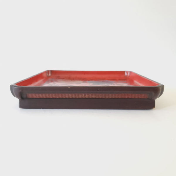 Old Japanese Signed Footed Hand Painted Laquerware Tray