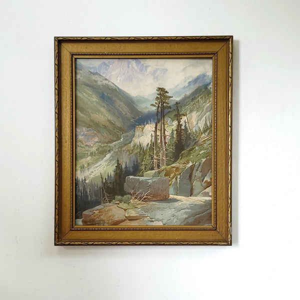 Moody Antique Mountainous Landscape Print
