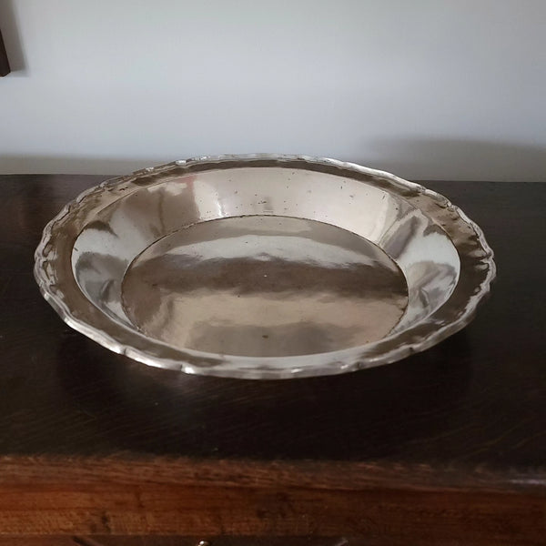 18th Century Antique Spanish Colonial Silver Charger Bowl Dish