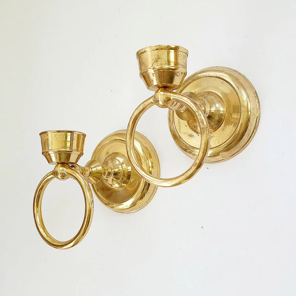 Brass Pair Wall Sconces