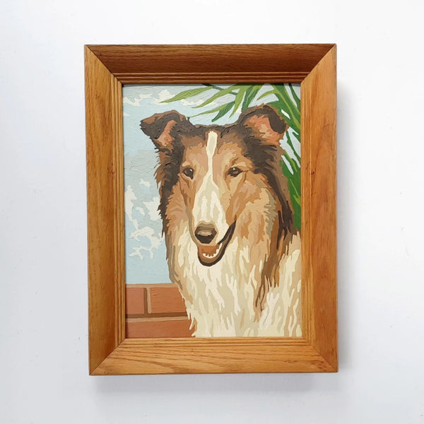 Vintage Framed Paint By Numbet Collie 'Lassie' Dog