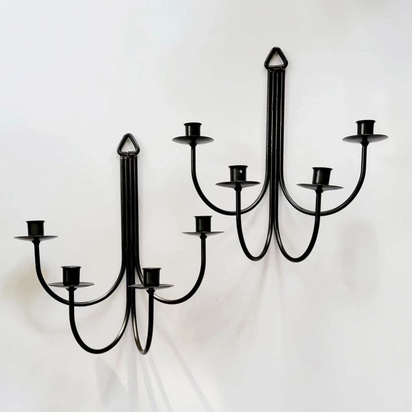 Striking Black Four Arm Candle Wall Sconces