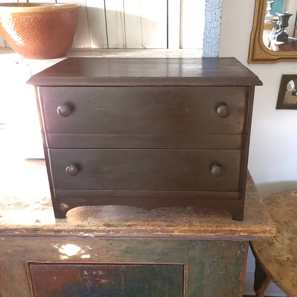Antique Salesman Sample Small Chest Of Two Drawers