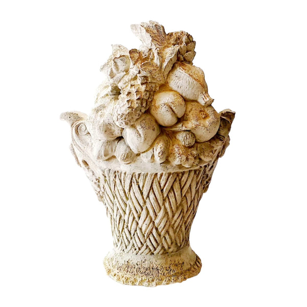 Decorative Nice Sized Cast Plaster of Fruit In Basket Weave Planter