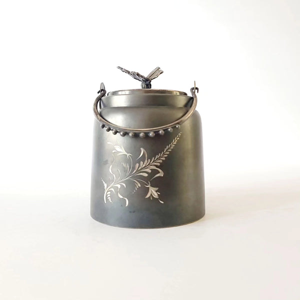 Silver Biscuit Barrel With Butterfly