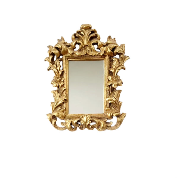 Ornate Baroque Gilt Composite Petite Mirror