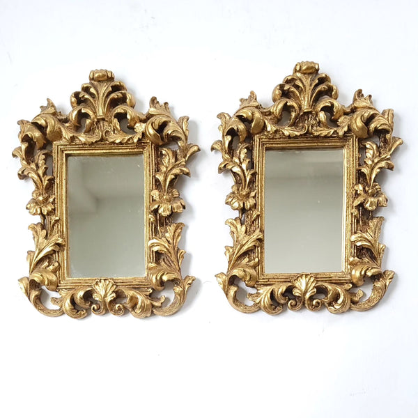 Ornate Baroque Gilt Composite Petite Mirror