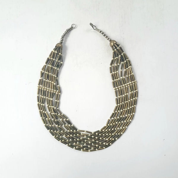 Multi-Strand Circa 1970's Brass & Bead Necklace