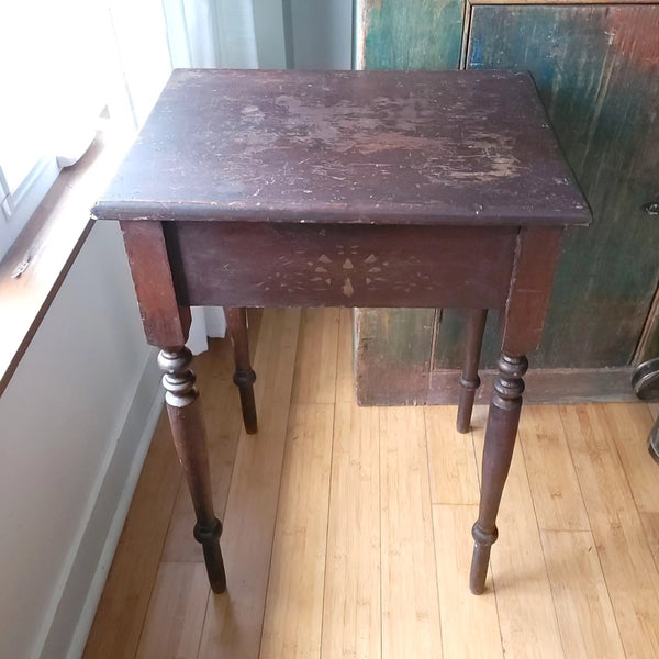Antique Side Table With Gilt Transfer Detail To Sides