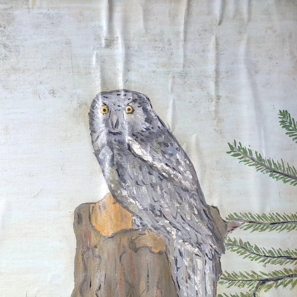 Naive Folk Art Owl Painting