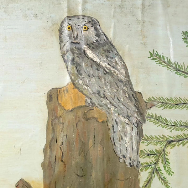 Naive Folk Art Owl Painting