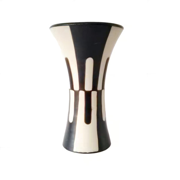 Modernist Chulucanas Peru Black & White Pottery Vase