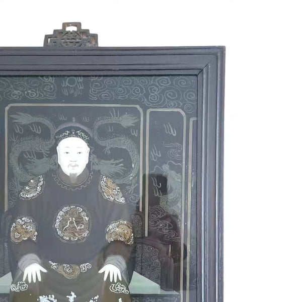 Antique Reverse Paintings On Glass Chinese Emperor & Empress