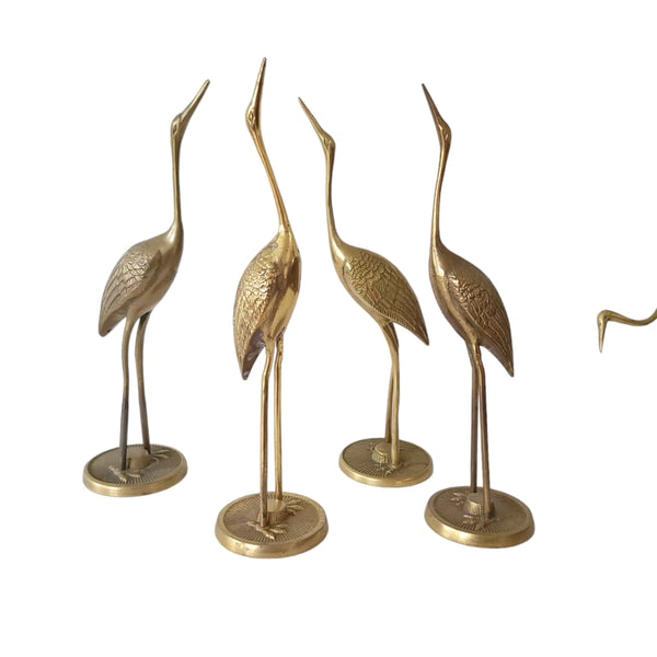 Standing Brass Herons Or Cranes