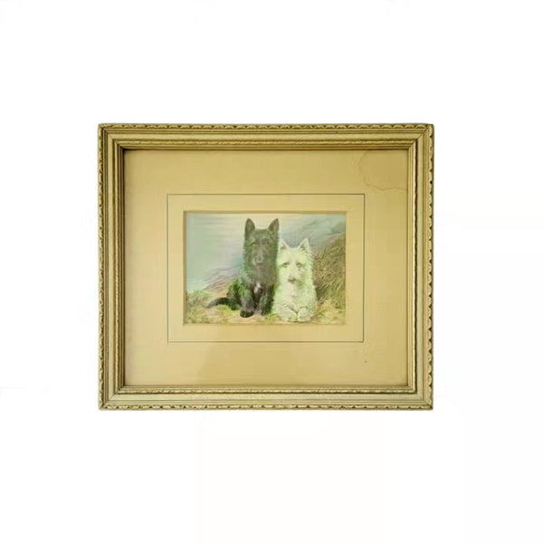 Antique Print Of Scottie & Westie Dog