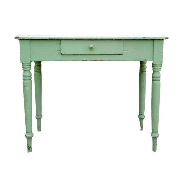 Antique Primitive Country Side Table In Green