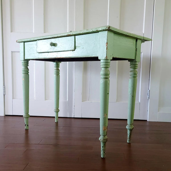 Antique Primitive Country Side Table In Green