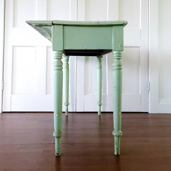 Antique Primitive Country Side Table In Green