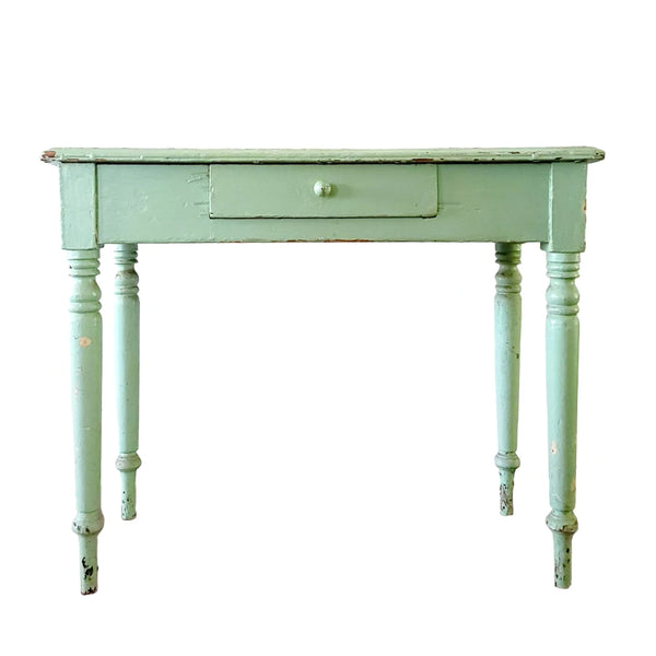 Antique Primitive Country Side Table In Green