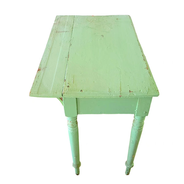 Antique Primitive Country Side Table In Green