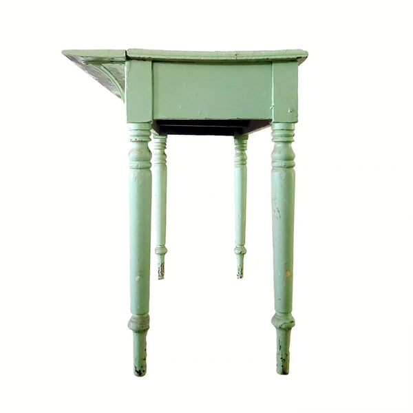 Antique Primitive Country Side Table In Green