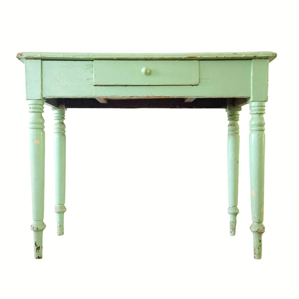 Antique Primitive Country Side Table In Green