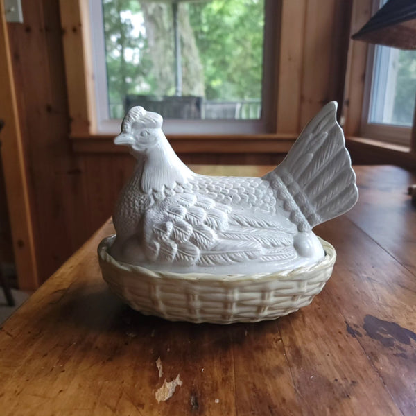 Antique Staffordshire Hen In A Basket