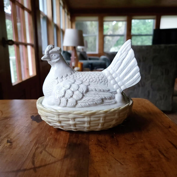 Antique Staffordshire Hen In A Basket