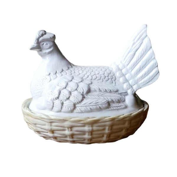 Antique Staffordshire Hen In A Basket