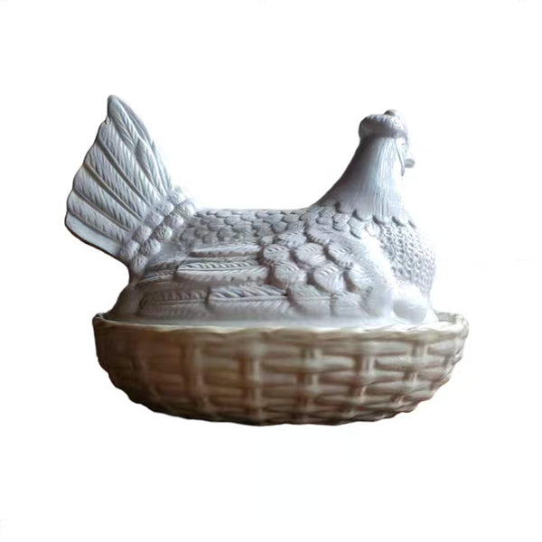 Antique Staffordshire Hen In A Basket