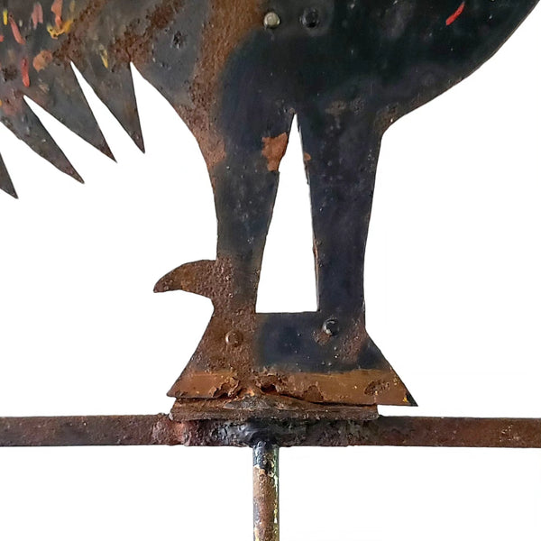 Antique Folk Art Sheet Iron Rooster Weather Vane