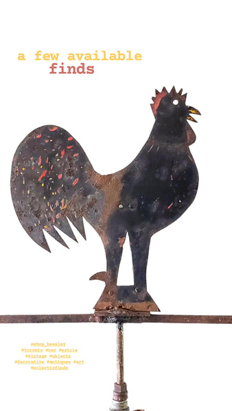 Antique Folk Art Sheet Iron Rooster Weather Vane