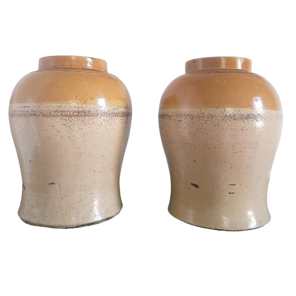 Antique English Stoneware Crocks Apothecary Jars