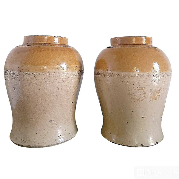 Antique English Stoneware Crocks Apothecary Jars