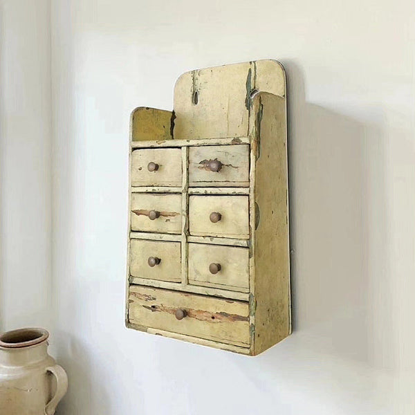 Antique Primitive Five Drawer Small Spice Cabinet