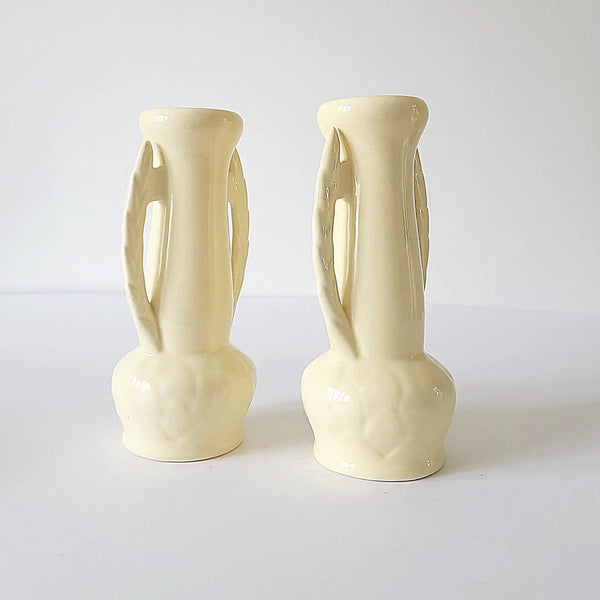 Classical Pair Cream Ceramic Mantle Vases