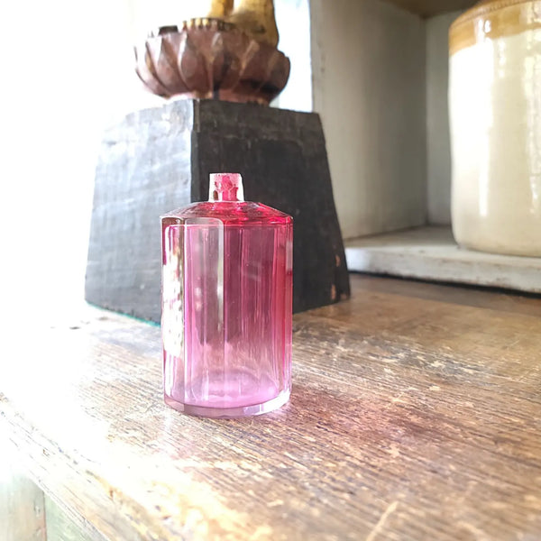 Faceted Antique Cranberry Glass Perfume Bottle