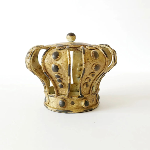 French Heavy Cast Crown Metal Candle Holder Centrepiece